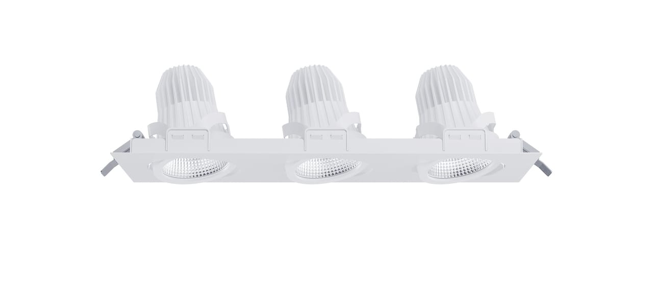 Touch Mini G2 Gimble Spun Refl 3 spot Square White