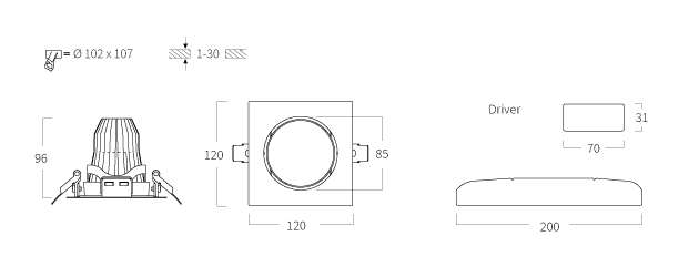 Touch Mini G2 Gimble SQUARE 1 On/Off DALI