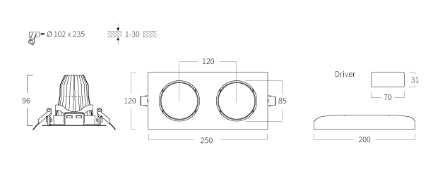 Touch Mini G2 Gimble SQUARE 2 On/Off DALI