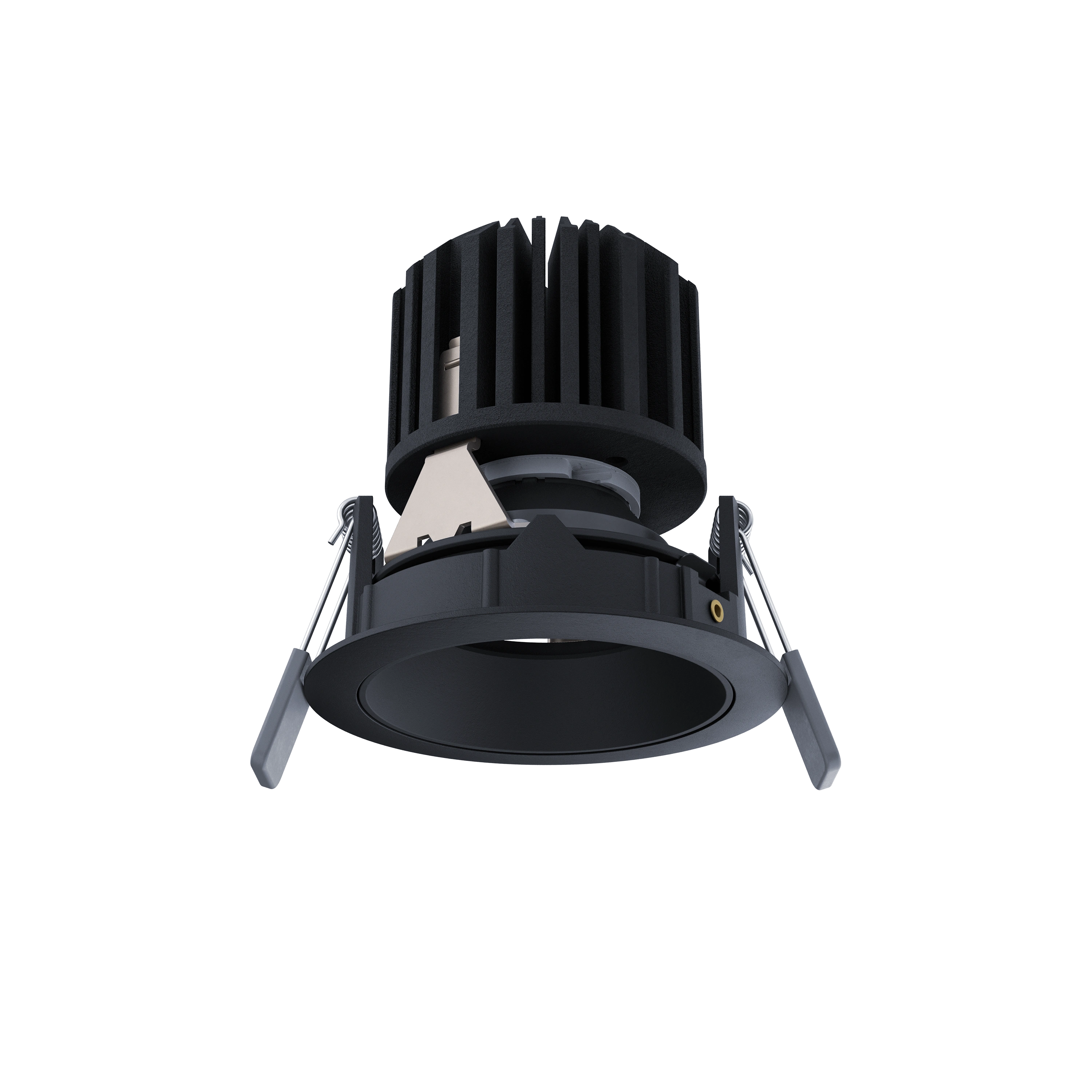 Stelo 75 Fixed recessed round black edge ring gold baffle